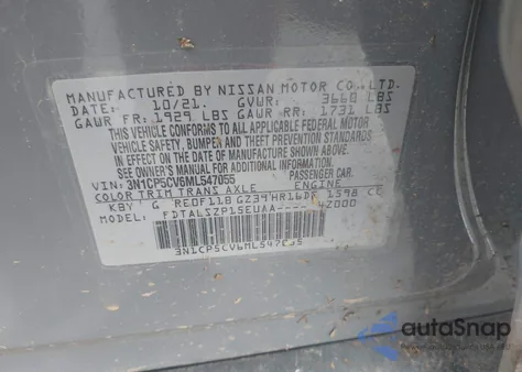 2021 Nissan Kicks Sv Xtronic Cvt from USA, damaged, VIN 3N1CP5CV6ML547055